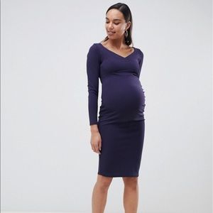 ASOS Queen Bee v neck pencil dress in Navy